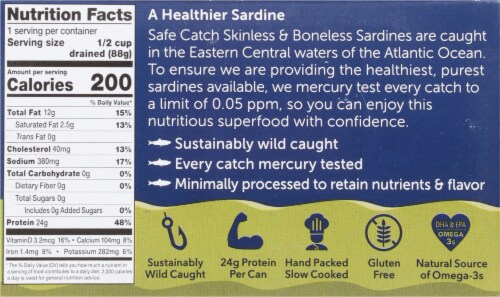 Safe Catch® Boneless and Skinless Wild Sardines in Extra Virgin Olive Oil Perspective: back