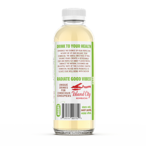 Tapuat Brewing Co Island City Organic Pear Kombucha Perspective: back