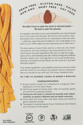 Cappello's® Fettuccine Almond Flour Pasta Perspective: back
