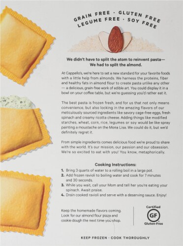 Cappello's Grain-Free Spinach & Cheese Ravioli Perspective: back