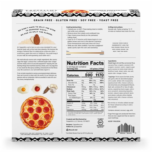 Cappello's® Grain-Free Uncured Pepperoni Frozen Pizza Perspective: back