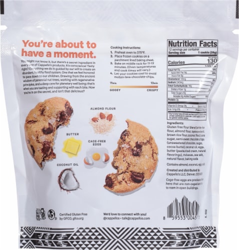 Cappello's Frozen Chocolate Chip Cookie Dough Perspective: back