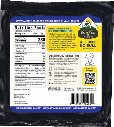 Sunfed Ranch™ 100% Grass Fed 80% Lean Ground Beef Perspective: back