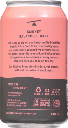 Ground Work Organic Nitro Cold Brew Bitches Brew Unsweetened Coffee Perspective: back
