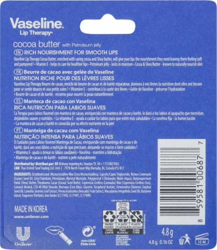 Vaseline Cocoa Butter Lip Therapy Perspective: back
