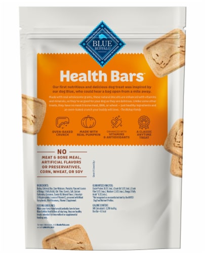 Blue Buffalo Health Bars Natural Pumpkin & Cinnamon Crunchy Dog Treat Biscuits Perspective: back
