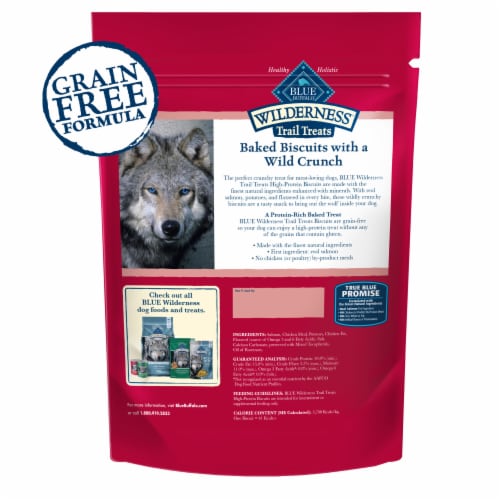 Blue Buffalo Wilderness Trail Treats High Protein Salmon Recipe Crunchy Dog Treats Biscuits Perspective: back