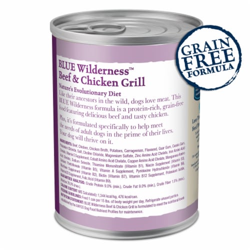 Blue Buffalo Wilderness High-Protein Adult Wet Dog Food Beef & Chicken Grill Perspective: back