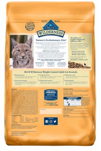 Blue Buffalo Wilderness Grain Free Weight Control Chicken Recipe Dry Cat Food Perspective: back