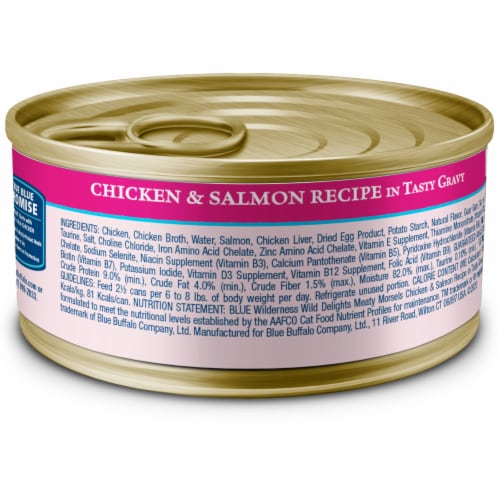 Blue Buffalo Wilderness High-Protein Grain-Free Adult Cat Food Morsels Chicken & Salmon Perspective: back