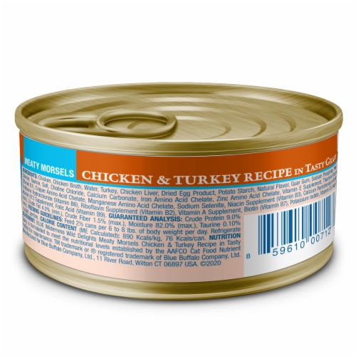 Blue Buffalo Wilderness Wild Delights High-Protein Adult Cat Morsels in Gravy Chicken & Turkey Perspective: back