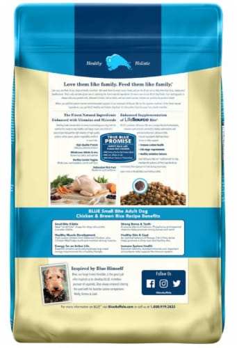 Blue Buffalo Small Bite Adult Chicken & Brown Rice Dry Dog Food Perspective: back