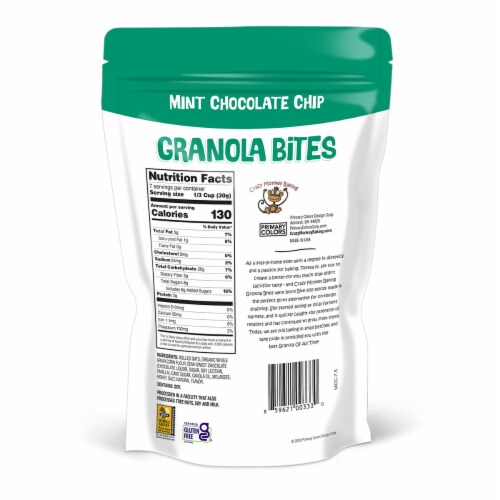 Crazy Monkey Mint Chocolate Chip Granola Cookie Crunch Perspective: back