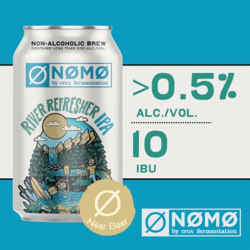 NØ MØ Non-Alcoholic River Refresher IPA Craft Beer Perspective: back