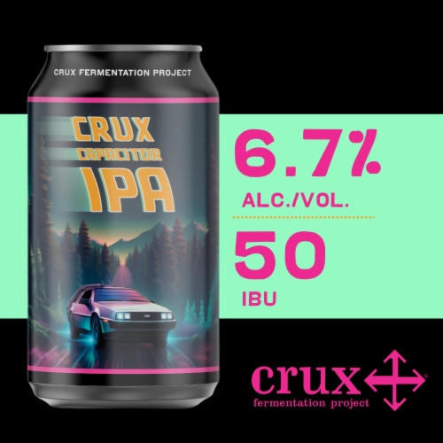 Crux Fermentation Project Crux Capacitor IPA Craft Beer Perspective: back