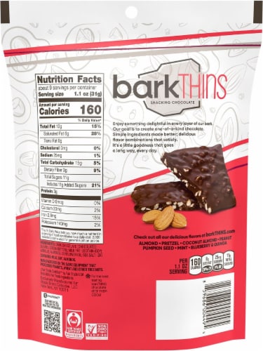 barkThins Dark Chocolate Almond & Sea Salt Snacking Chocolate Family Size Perspective: back