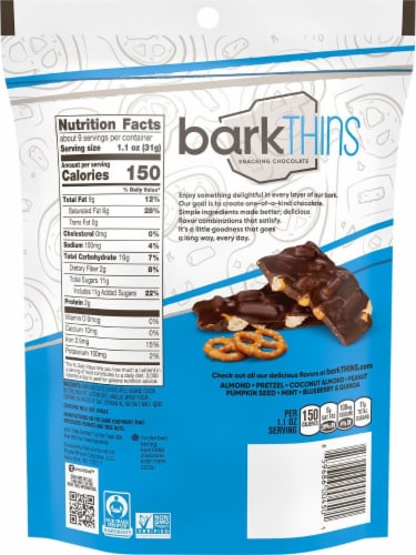 barkThins Dark Chocolate Pretzel & Sea Salt Family Size Snacking Chocolate Perspective: back