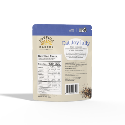 Joyfull Bakery Cracked Pepper Parmesan Thin Crisps Perspective: back
