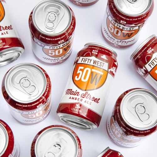 Fifty West Brewing Main Street Amber Ale Beer Perspective: back