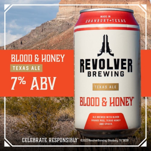 Revolver Blood & Honey Ale Wheat Beer Cans Perspective: back