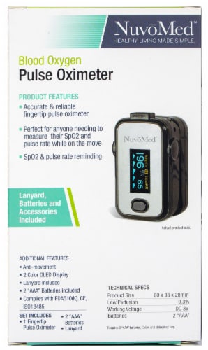 NuvoMed Blood Oxygen Pulse Oximeter Perspective: back