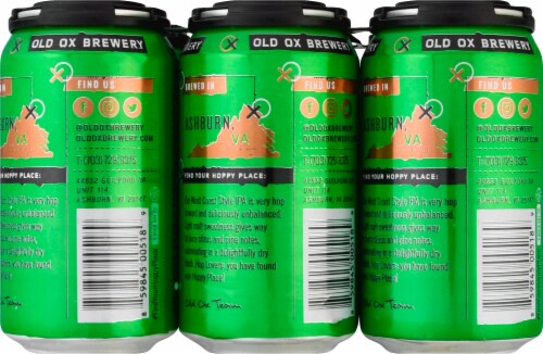 Old Ox Brewery Hoppy Place West Coast Style IPA Perspective: back