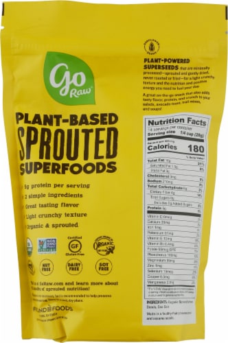 Go Raw Organic Sprouted Sea Salt Sunflower Seeds Perspective: back