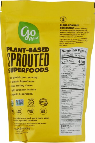 Go Raw Organic Sprouted Sea Salt Sunflower Seeds Perspective: back