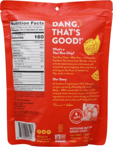 Dang Sriracha Spice Sticky-Rice Chips Perspective: back