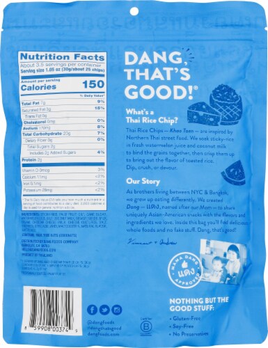 Dang Aged Cheddar Sticky Rice Chips Perspective: back