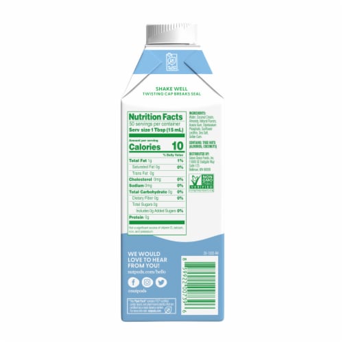 nutpods® Unsweetened Non Dairy French Vanilla made with Almonds and Coconuts Coffee Creamer Perspective: back