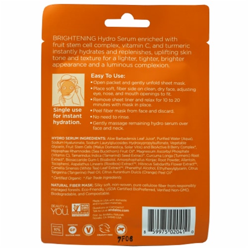 Andalou Naturals Instant Brighten & Tighten Hydro Serum Facial Mask Perspective: back