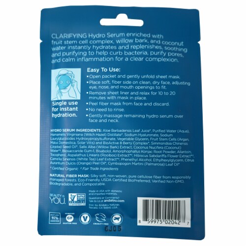 Andalou Naturals Coconut Water Clarifying Instant Pure Pore Facial Mask Perspective: back