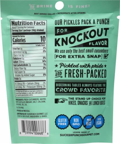 Suckerpunch Snappy Classic Dill Pickle Chips Snack Pouch Perspective: back