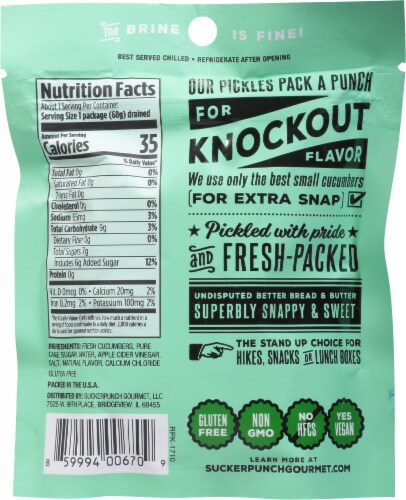 Suckerpunch™ Snappy Sweet Bread & Butter Pickle Chips Snack Pouch Perspective: back