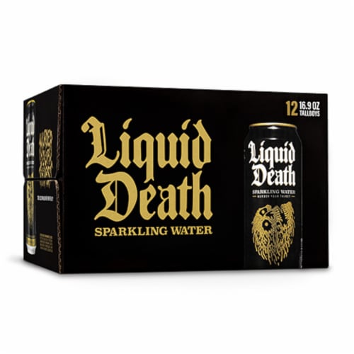 Liquid Death Sparkling Water Perspective: back