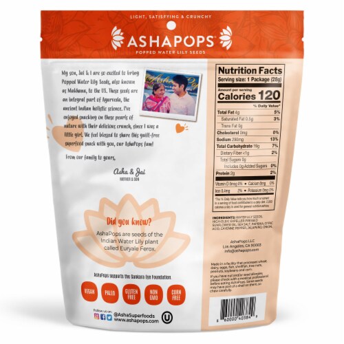 AshaPops Popped Water Lily Seeds Chili Lime Popped Snack Perspective: back