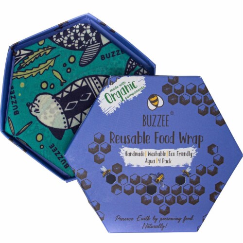 Buzzee® Aqua Reusable Food Wraps Perspective: back