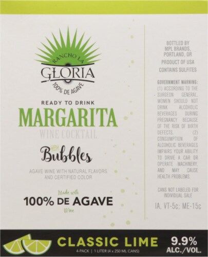 Rancho La Gloria Classic Lime Margarita Wine Ready to Drink Cocktail Perspective: back