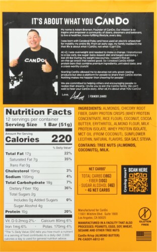 CanDo Keto Krisp Almond Butter Protein Bars Perspective: back