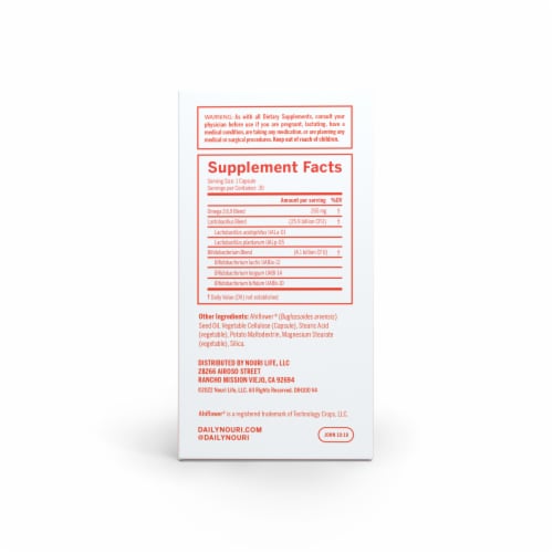 Nouri® Digestive Health Probiotic Capsules Perspective: back