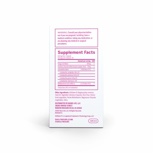 Nouri® Women's Health Probiotic Capsules Perspective: back
