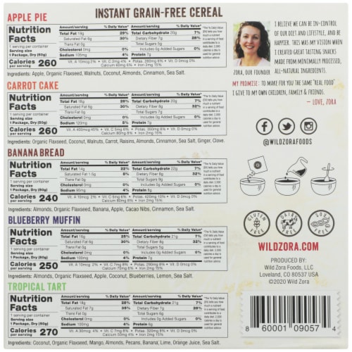 Wild Zora Instant Grain-Free Hot Cereal Variety Pack Perspective: back
