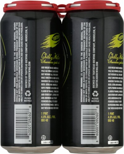 Tighthead Brewing Company Chilly Water Pale Ale Perspective: back