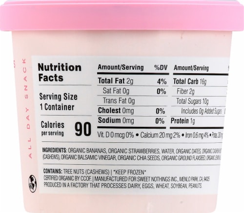 Sweet Nothings Spoonable Smoothie Plant Based Strawberry Frozen Snack Cups Perspective: back