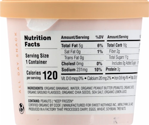 Sweet Nothings Organic Peanut Butter Plant-based Frozen Snack Cup Perspective: back