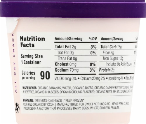 Sweet Nothings Spoonable Smoothie Plant Based Blueberry Frozen Snack Cup Perspective: back