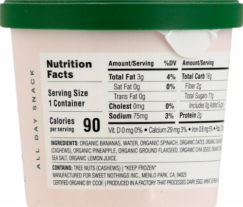 Sweet Nothings Tropical Greens Plant-Based Frozen Snack Perspective: back