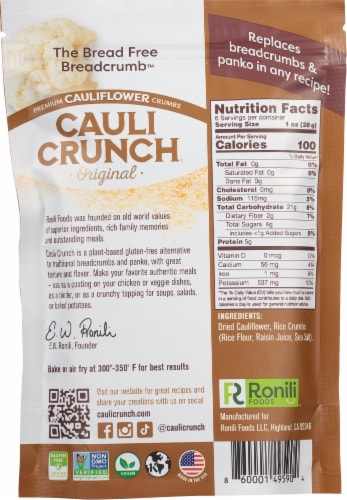 Cauli Crunch® Original Premium Cauliflower Crumbs Perspective: back
