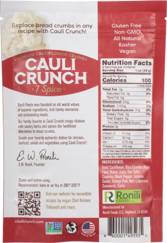 Cauli Crunch 7 Spice Premium Cauliflower Crumbs Perspective: back